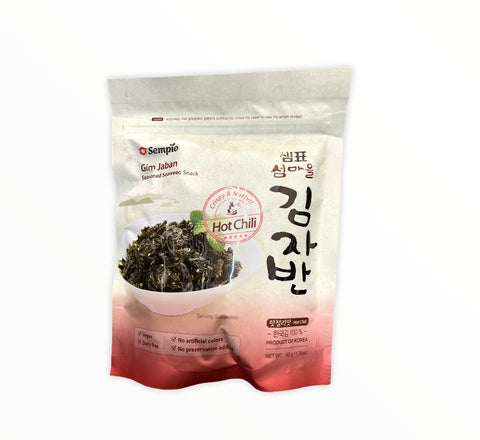 Sempio Gim Jaban Seaweed Snack Hot Chili 50g - Rong biền rang ăn liền vị ớt cay 50g