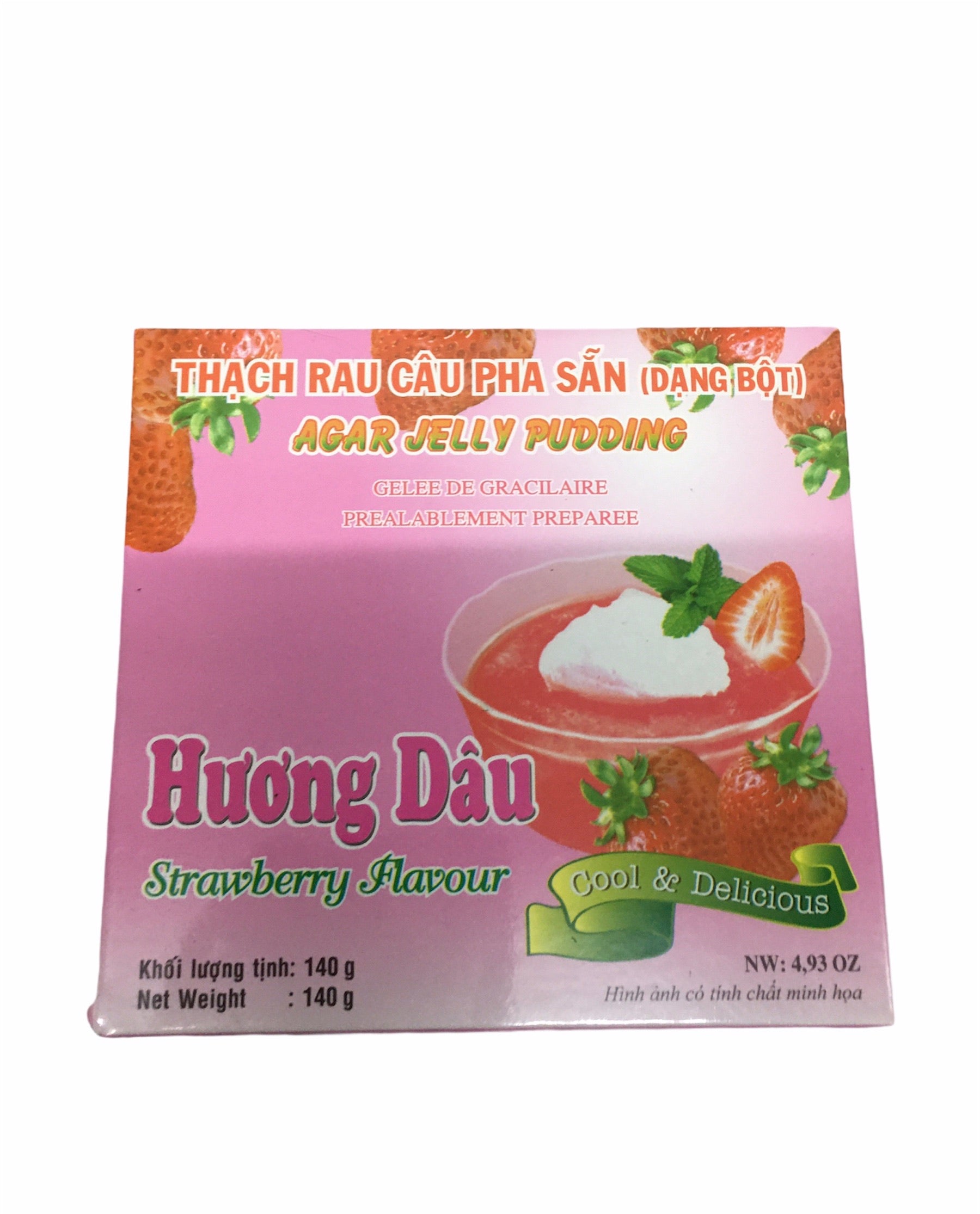 Agar Jelly Puding (Strawberry Paste) 140g - Thạch rau câu pha sẵn ( dạng bột) vị dâu 140g