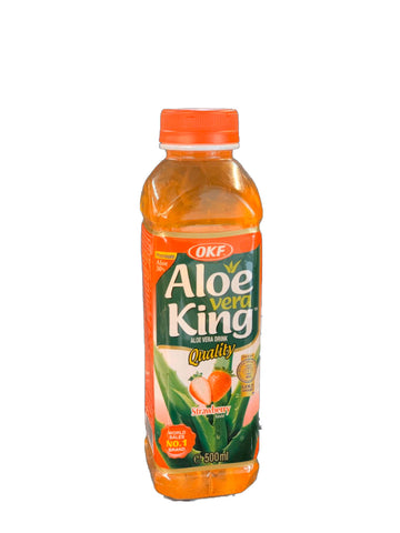 OKF Aloe Vera King Getränk Strawberry 500ml- Nước nha đam/lô hội vị dâu tây 500ml